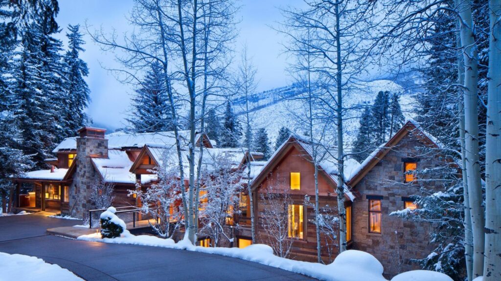 winter mountain home landscaping